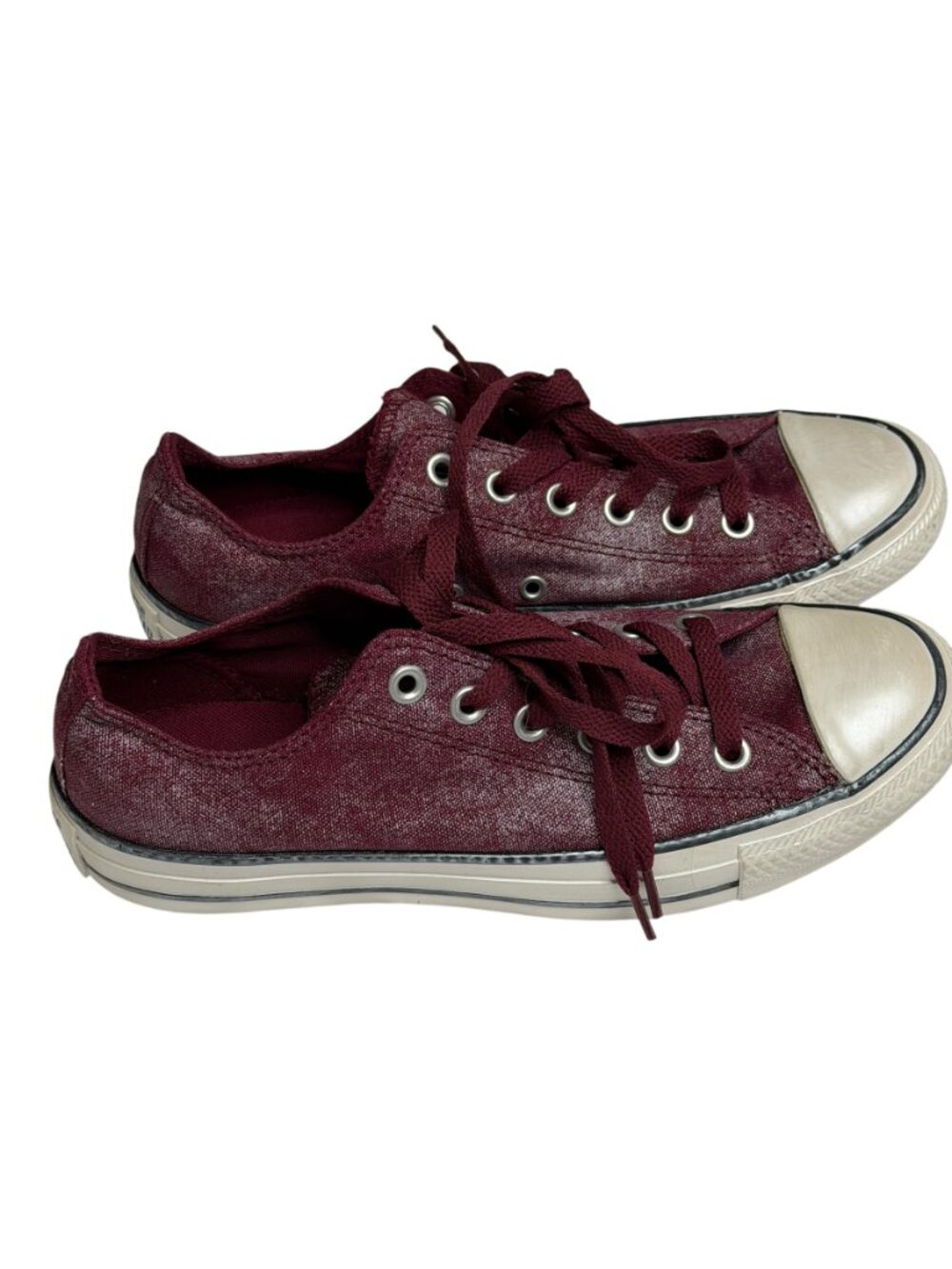Converse All Star Ox Heart Sneakers Shoes Flats Womens Distressed Red 8 - Picture 3 of 10